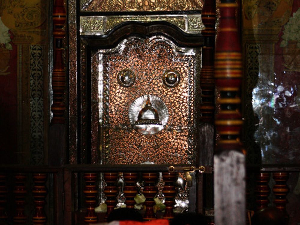 Carved and inlaid door of the Temple of the Sacred Tooth Relic in Kandy