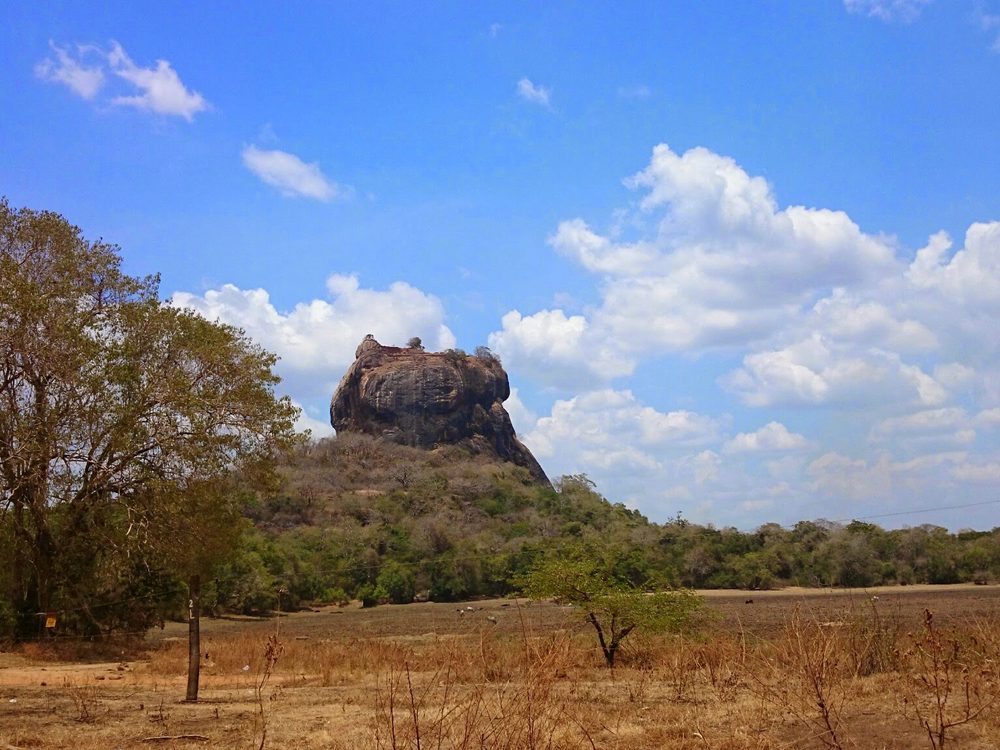 Sigiriya rock fortress rising above dry-zone scrub
